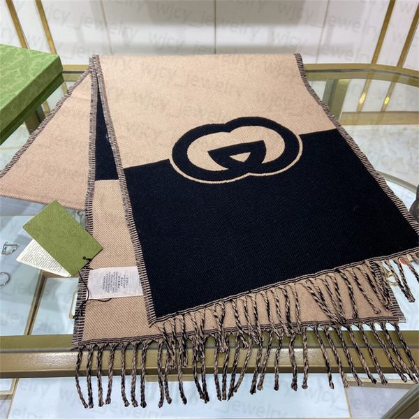 

Scarf Fashion New Knitted Wool Scarves Designer Winter Shawl Letter Reversible Design Men Women 2 Style Warm Pashmina UIDO