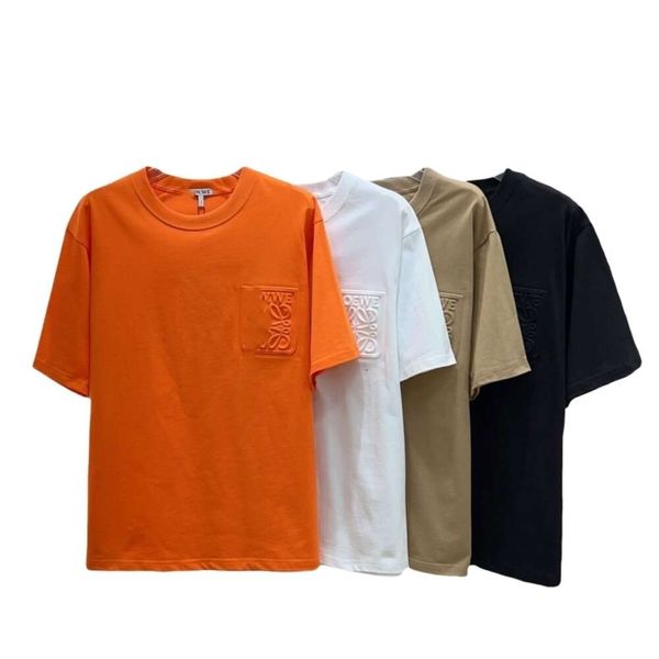 

designer t shirt loewees original quality women men wear summer new high 3d embossed short sleeve summer new simple round neck t-shirt casua, White
