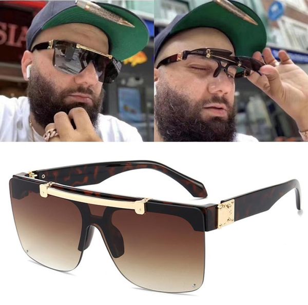 

brown luxury sunglasses women brand designer flip up square steampun men sun glasses male shades cool5364159, White;black