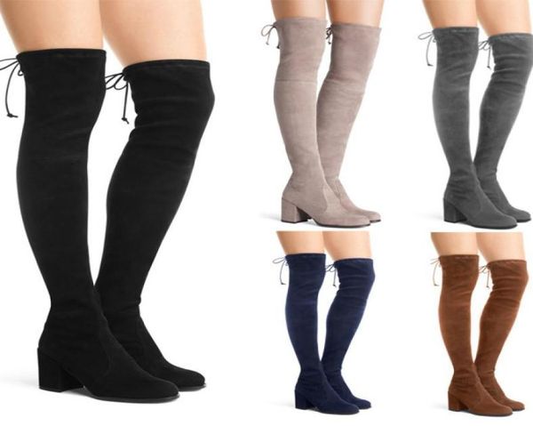 

autumn and winter new fashion medium thick round head suede women039s long tube boots heel height 3cm q120768261425395714, Black