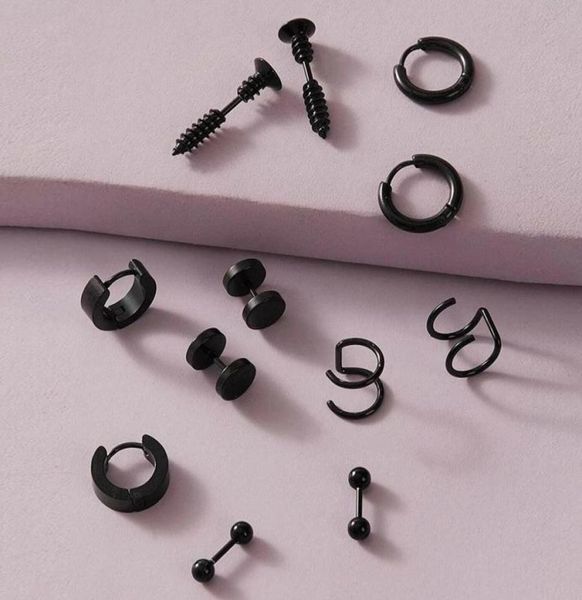 

stud earrings goth unusual man for teens fashion stainless steel cool stuff punk gothic style men039s hoop black grange2065476, Golden;silver