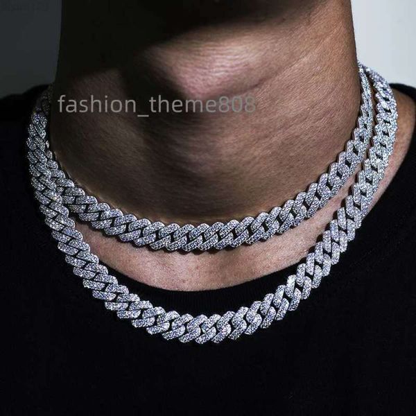 

hip hop jewelry moissanite cuban necklace ice out 925 sterling silver moissanite cuban link chain