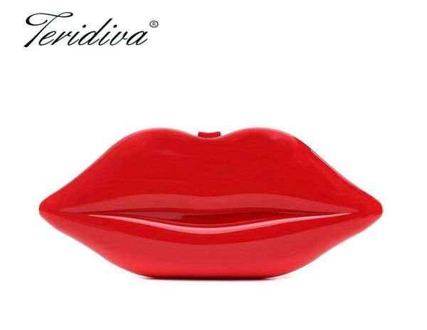 

teridiva evening bags beaded wedding handbags clutch purse red lips handbag women day clutches design shoulder bag makeup bags2836739