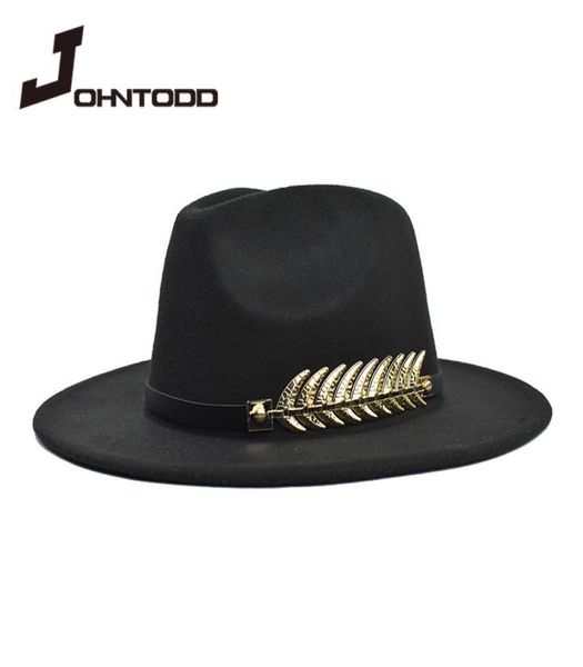 

vintage classic felt jazz fedora hat big brimmed cloche cowboy panama for women men black red bowler1756308, Blue;gray
