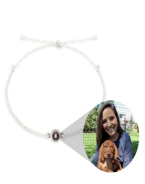 

personalized circle po projection hand made weave link chai bracelet couples christamas day gift custom jewelry birthday lover 2218781, Black