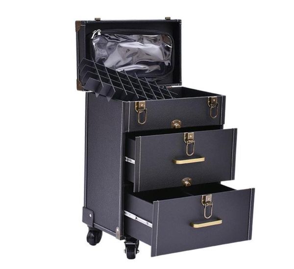 

new trolley luggage large multilayer beauty make up bag box suitcase capacity manicure cosmetic case multifunct rolling luggage6624181