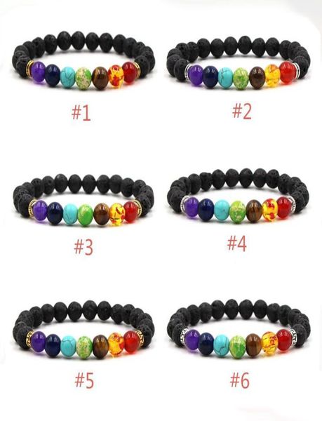 

7 chakra healing beaded bracelet black natural lava stone essential oil diffuser bracelet jewelry for women men4756579