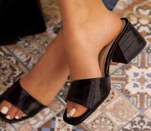 

fashion women pumps slippers ladies square toe female slides summer shoes sandals high heels 2022 ytmtloy indoor zapato mujer y2206891931, Black