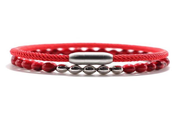 

charm bracelets 2pcs bracelet set for women man 6mm map tiger eye braslet stone matching couple braclet black red rope brazalete g3222796, Golden;silver
