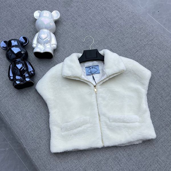 

wool winter jackets sleeveless womens vest downs soft white short coats keep warm girls dress fur outerwear elegant waistcoat sml, Black;white