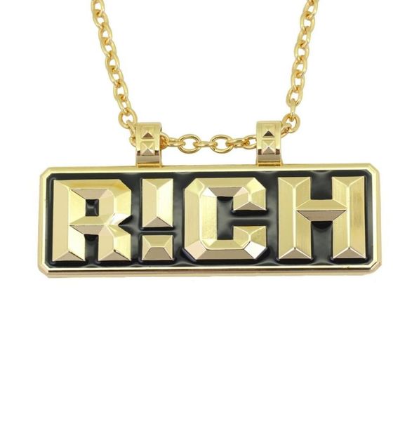 

hip hop letters rich pendant necklaces for men luxury necklace rapper cuban link chain same necklace with the rap of china 7181566, Silver