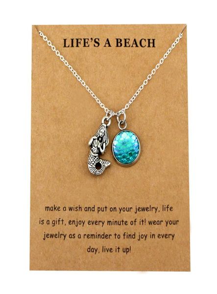 

mermaid scales fish silver pendants chain necklaces women men girls boys trendy jewelry lover039s friends gift6702292