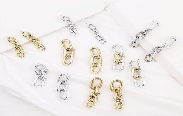 

trendy thick chain vintage earrings for women geometric statement gold ccb drop earrings punk earings jewelry accessories4353616, Silver