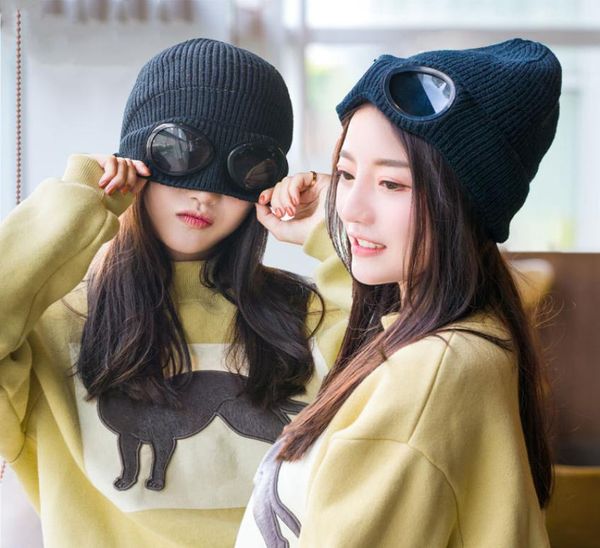 

fashion thickened winter skiing cap knitted hat warm beanies skullies sports skiing hat windproof mirror knit warm face mask snowb3381371, Blue;gray