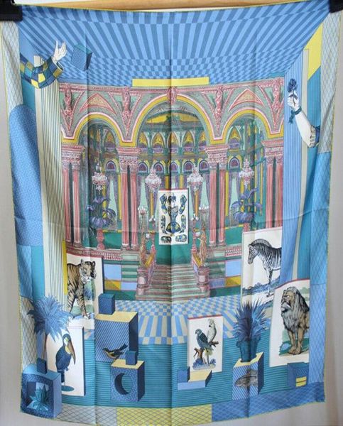

scarves 100 twill silk scarf women fashion theater animal shawl stole hijab head neck kerchief bandana 9090cm3906133, Blue;gray