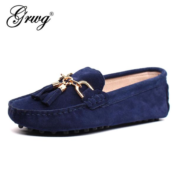 

grwg new arrival casual womens shoes genuine leather women loafers moccasins fashion slip on women flats shoes 2010137832982, Black