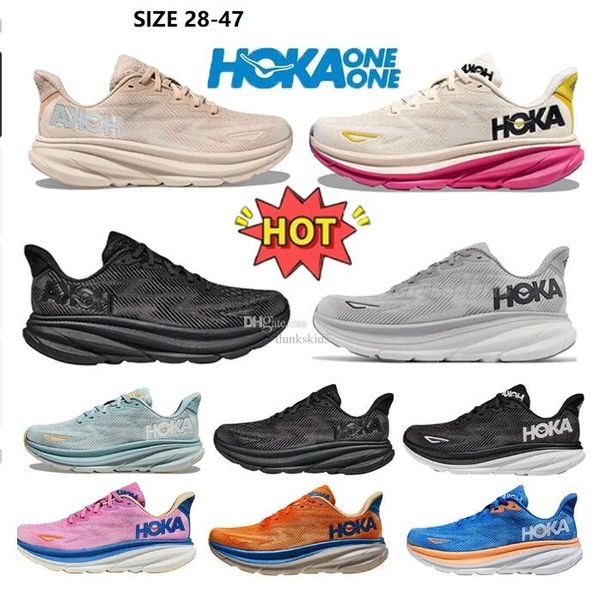 

clifton 9 hoka one athletic shoe running shoes kid sneakers shock absorbing road mens womens plus designer boys girls outdoor shoes size 28-