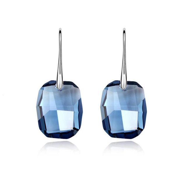 

original crystals from rovski square drop earrings big hanging pendientes for women silver color statement jewelry9375998
