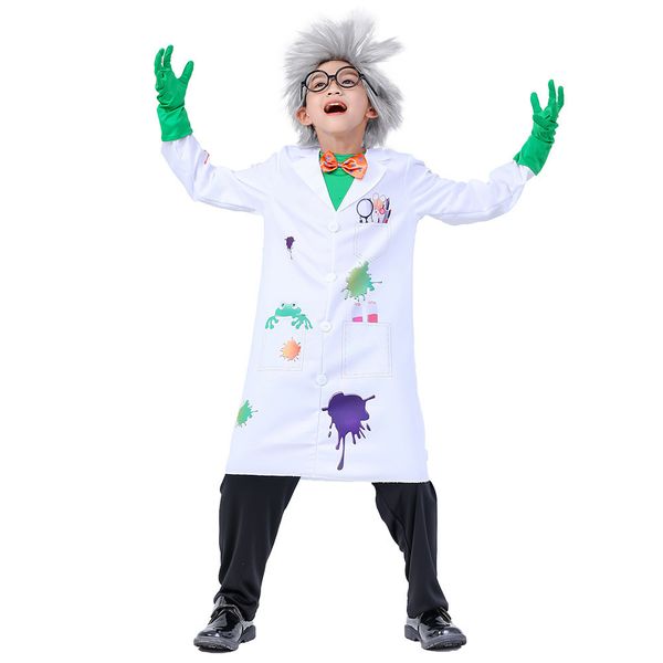 

special occasions mad scientist costume cosplay children halloween christmas for kids scientific experiment suit 230906, Blue