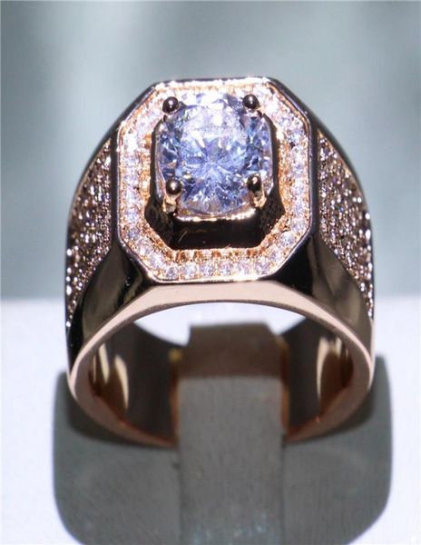 

men luxury engagement wedding band ring rose gold filled 3ct diamonique cz ring for men fashion jewelry gift size 7139549779, Slivery;golden