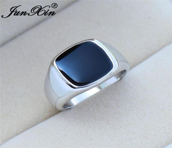 

vintage mens black stone geometric rings for men 925 silver yellow gold color big wedding bands male engagement party jewelry7143372, Slivery;golden
