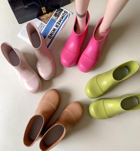 

butter candy color rain boots women039s style outer wear water shoes big toe short thicksoled comfortable fashion7524071, Black;red