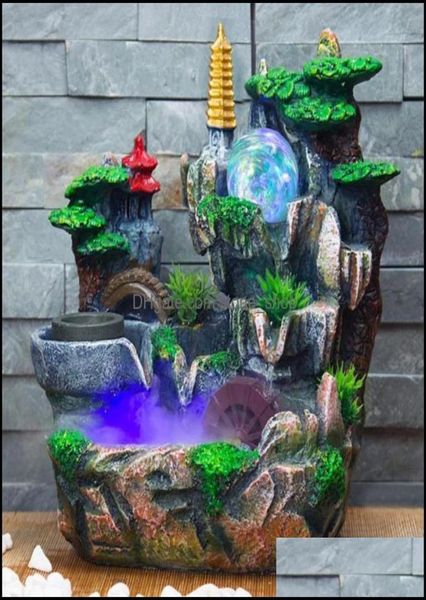 

resin water fountain feng shui ornament artificial aromatherapy indoor rockery waterscape home office christmas decoration drop de2637420, Slivery;golden