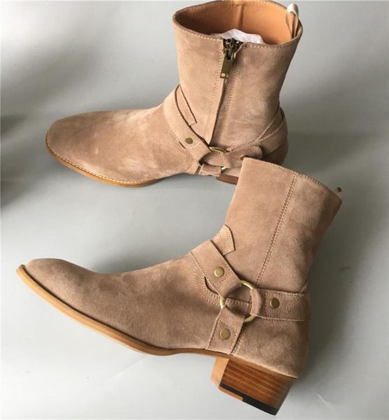 

handmade suede jodhpur boots wyatt denim men boots genuine leather buckle strap leather shoes7770443, Black