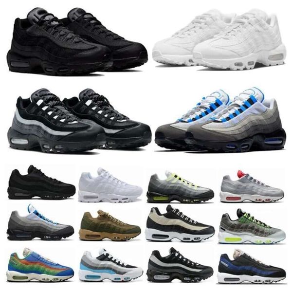 

95 og maxs running shoes men women 95s triple black white crystal blue denham neon solar red smoke grey matte olive running club trainers ou