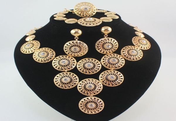 

dubai african gold plated mysterious charming bridal fashion necklace bracelet ring earring women costume party jewelry sets6850488, Slivery;golden