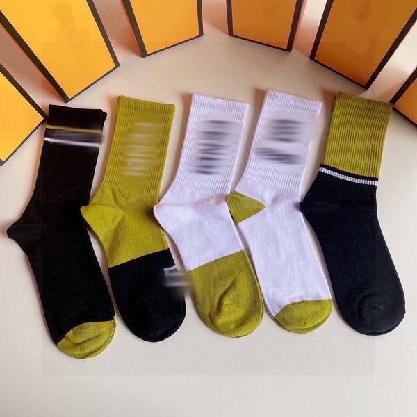 

designer mens womens socks 5colors ffgg sports four seasons letter print brand cotton mens and womens mid tube socks b1, Black