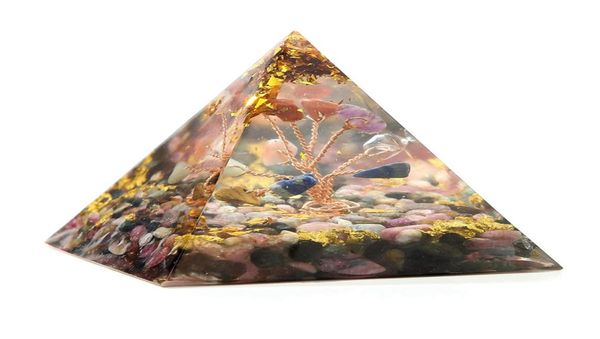 

natural gravel loose gemstones tree of life 7 chakras energy converter resin pyramids reiki healing crystal soothing mood pyramid 5115445, Black