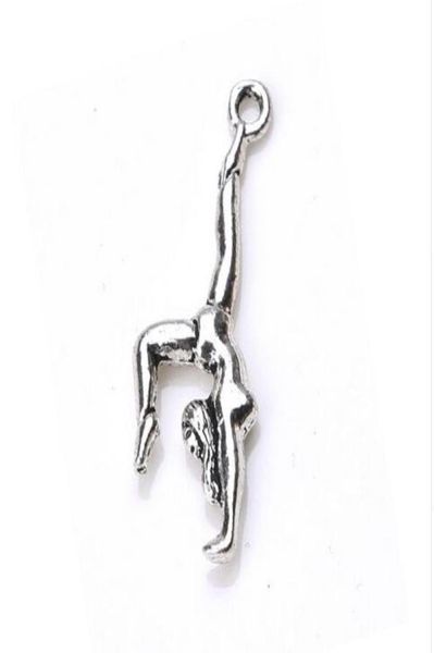 

100pcslot vintage tibetan silver gymnastics charms pendants 30x11mm charms for jewelry making diy bracelet necklace1970944, Bronze;silver