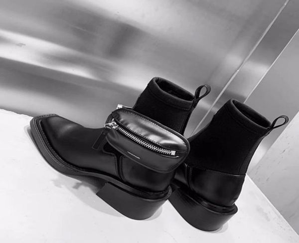 

brand design women cow leather platform boots fashion thick heel winter snow boots stretch wallet working tooling martin boots ank1366068, Black