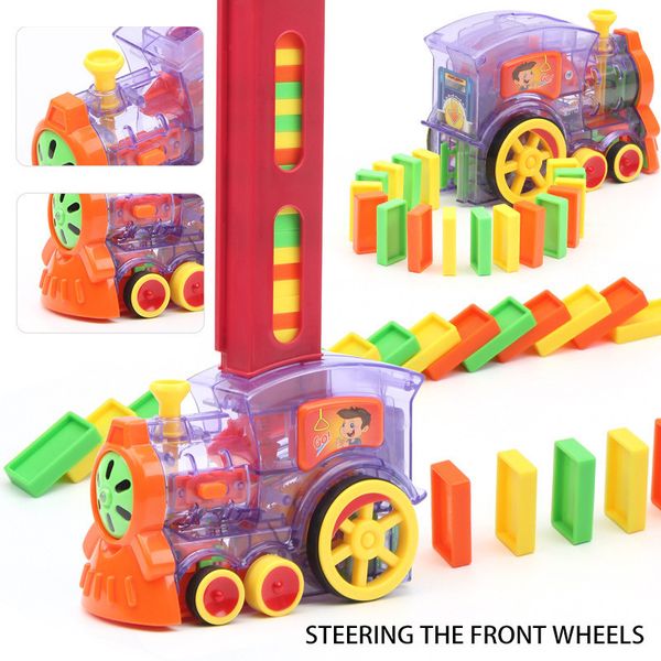 

Blocks Educational DIY Toy Gift Domino Train Car Set Sound Light Automatic Laying Brick Colorful Dominoes Building Game 230907, Multicolor