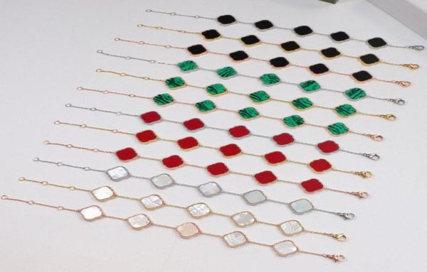 

luxury necklace designer bracelet 4four leaf clover charm bracelets elegant fashion 18k agate shell pearl women girls couple holi5515096, Silver