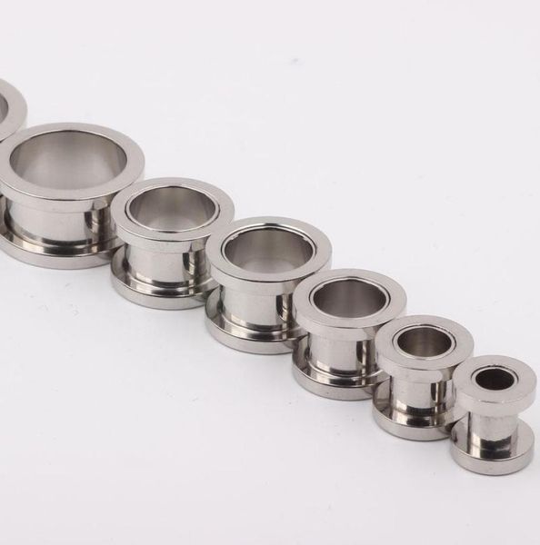 

100pcslot mix 210mm jewelrystainless steel screw ear plug flesh tunnel piercing body jewelry7639065, Silver