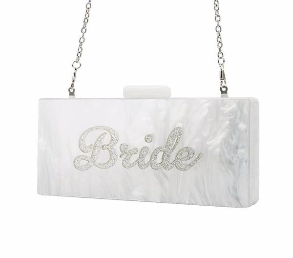 

evening bags pearl white with silver glitter name bride acrylic box clutches ladies handbags fashion handmade claps beach clutchev5665660