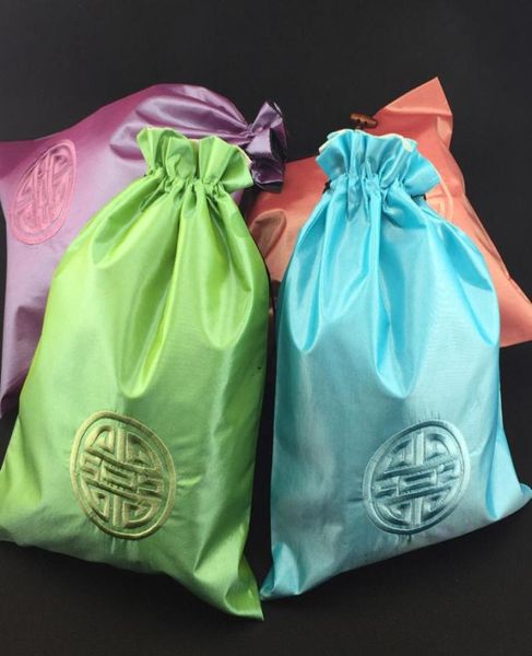 

ethnic embroidery joyous drawstring fabric bag reusable travel dust bag for shoes jewelry pouch women shoe bags with lined 36 x 273011598, Pink;blue