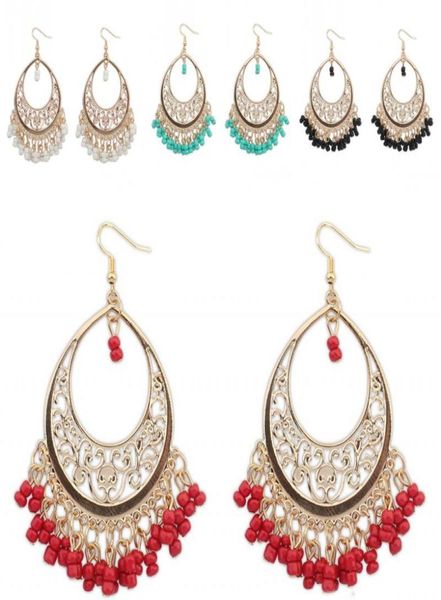 

women039s earrings ladies039 bohemian ethnic style hollow beaded tassel earrings western style creative metal water drops sh5578158, Silver