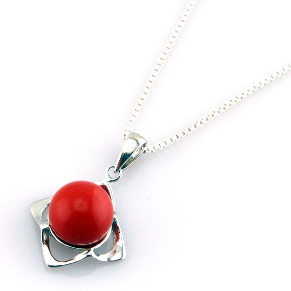 

fashion semi-precious stone jewelry red coral pendant classic women necklace, Black