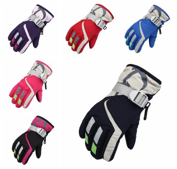 

children warm ski gloves fashion boys winter sports waterproof snow mittens girls windproof adjustable skiing strap gloves tata187016777, Blue;gray