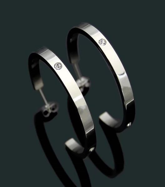 

2021 luxury designer jewelry charm diamond hoop earrings for lady good quality stainless steel silver rose gold fashion wedding pa4155331, Golden
