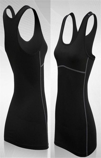 

women compression under base sports wear yoga tank ladies gym shirts skins clothes running cami vest outdoor6933838, White;red