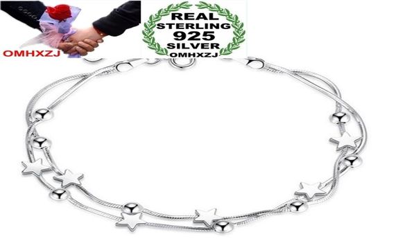 

omhxzj whole fashion sweet lovely woman couple girl party gift beads cube pentagram 925 sterling silver bracelet bangle sz924940662, Golden;silver