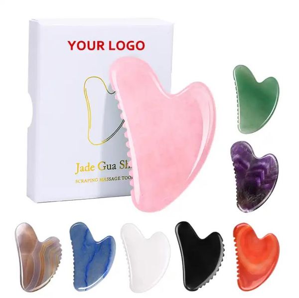 

rose quartz facial gua sha tool with teeth guasha scraper natural jade massager beauty skincare gouache wrinkle remover neck chin spa