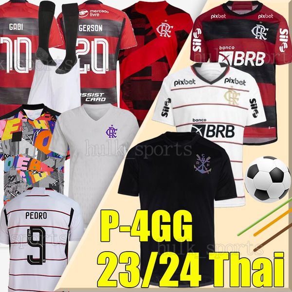 

p-4gg flamengo vidal gerson soccer jerseys 23/24 third final da libertadores david luiz diego e.ribeiro gabi football shirt ppedro de arrasc, Black;yellow