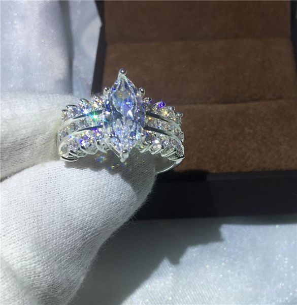 

vecalon 2016 fashion brand handmade marquise cut 5ct cz simulated diamond 925 sterling silver engagement band wedding ring for wom2856055, Slivery;golden