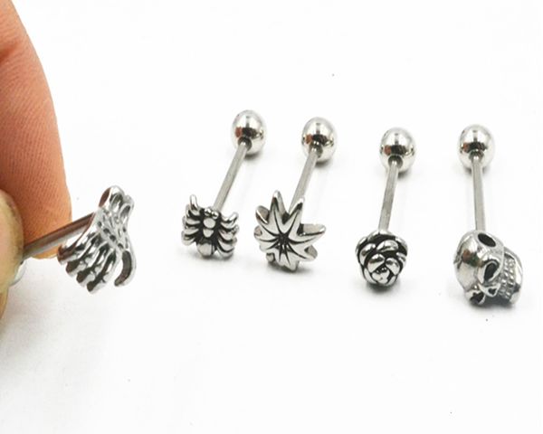 

labret lip piercing jewelry lot50pcs steel tongue ring bar nipple barbells body 14g16mm arrived 230906, Black
