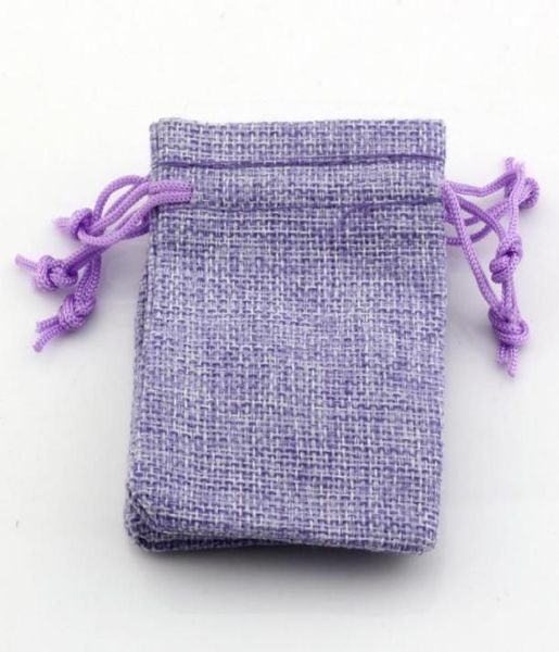 

50pcs purple linen fabric drawstring candy jewelry gift pouches burlap gift jute bags 10x14cm etc3715825, Pink;blue